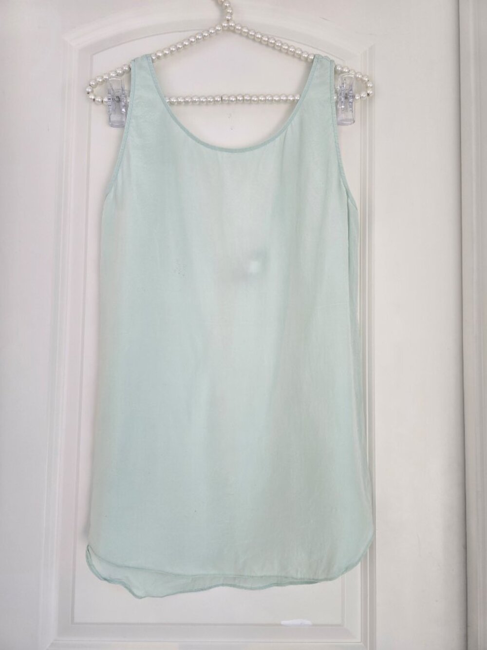 Eileen Fisher Mint Green 100% Silk Tank Size Small